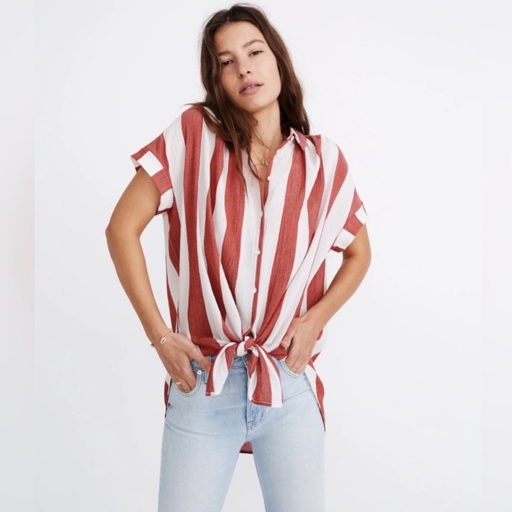 Madewell Central Tunic Shirt in Cara Stripe